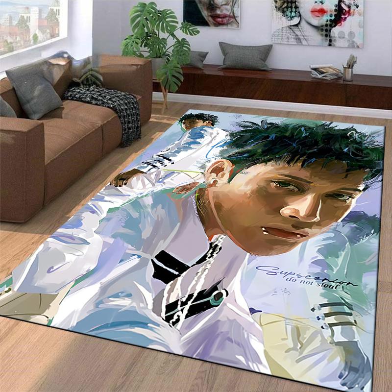 Joji Singer Digital Painting Portrait White Outfit Poster Art cinematic poster floor mat for media room, soft washable area rug for nursery playroom