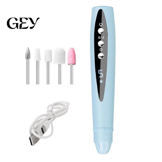 Electric Nail File 2-In-1 Drill with 5 Bits, 5-Speed Cordless Manicure Accessories UV LED Lamp, USB Rechargeable Tool for Women Portable Polisher