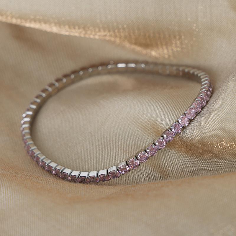 Multicolor Zircon Gold-Plated Titanium Steel Elastic Bracelet