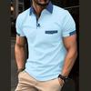 Summer  Men's Lapel Button Polo Shirt Loose Casual Trend Pocket Color Block Men's Sports Fitness Polo Shirt