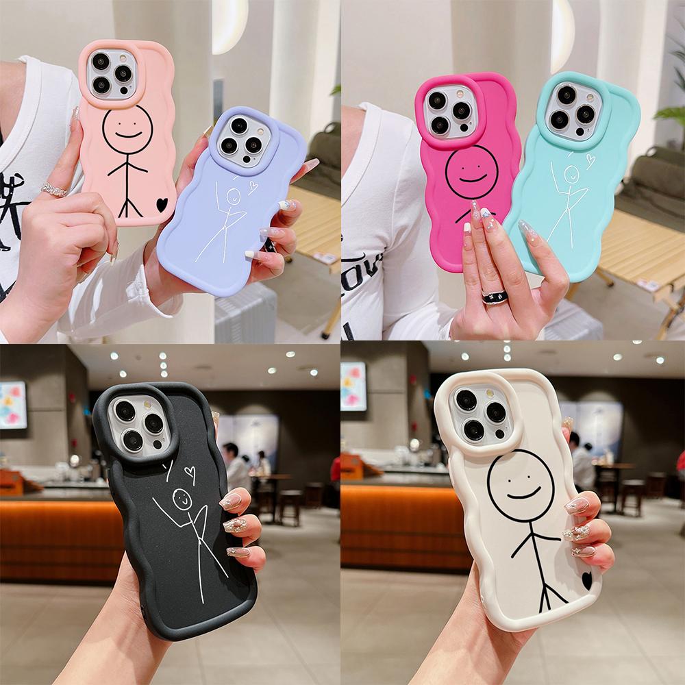 

Чехлы для телефонов N80 Cartoon Matchman с волнистыми краями и дизайном Macaron для iPhone 16 Pro Max Samsung S24 Plus S23 Ultra A35 Xiaomi Redmi Note 13, противоударный чехол for iPhone 16 Plus