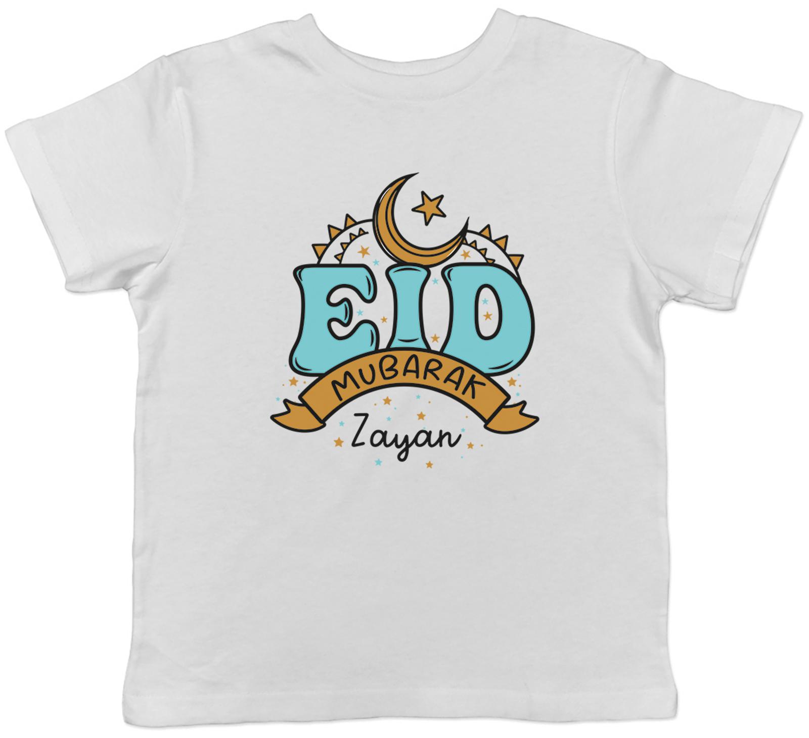 

Personalised Eid Mubarak Blue Kids T-Shirt Moon Star Islam Muslim Childrens Gift 160