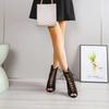 Cutout Lace-up Stiletto Jazz Dance Peep Toe Ankle Boots - Plus Size Women's High Heels
