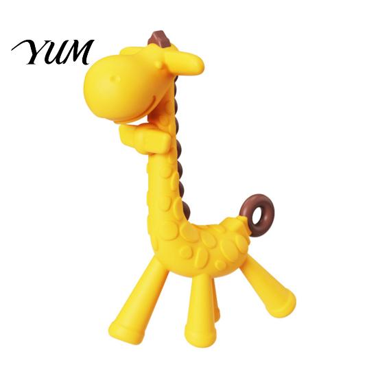 Essential Baby Shower Gift Giraffe Teething Toy for Infants, Food-Grade Silicone Chew Stick Gum Relief, One Piece Molded Teether BPA-Free 0-12 Months,