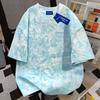 100% cotton lazy fashion tie-dye short-sleeved t-shirt men's and women's summer casual loose street crew neck couple top