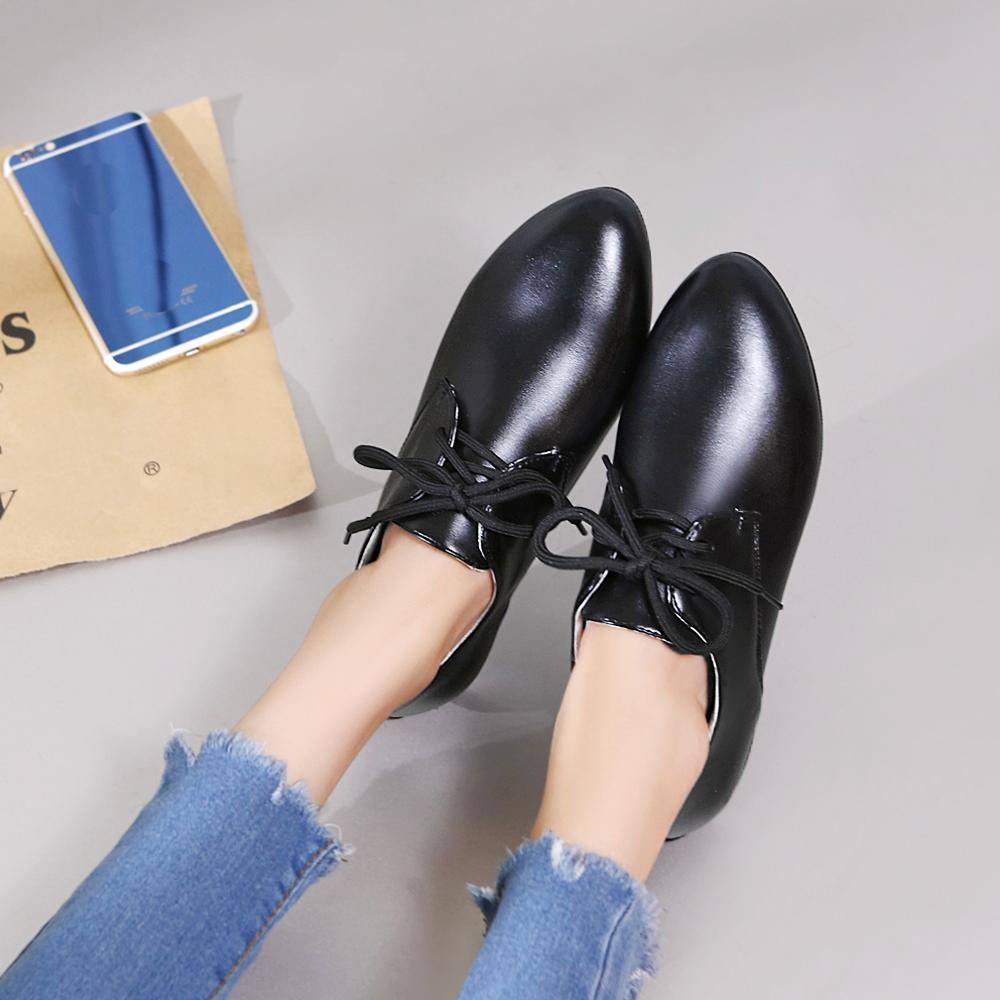 Scarpe basse da donna a stringa moda stile college britannico casual scarpe basse comode taglie grandi a taglio basso