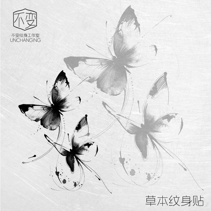 Schmetterling Kräutersaft Tattoo-Aufkleber, Nicht-reflektierendes realistisches Design, Langlebige wasserdichte Körperkunst für einen auffälligen Stil