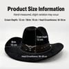 Wide Brim Western Cowboy Hat Ox Head Decorative Studded Leather Cap Tibetan Style Top Hat  Party