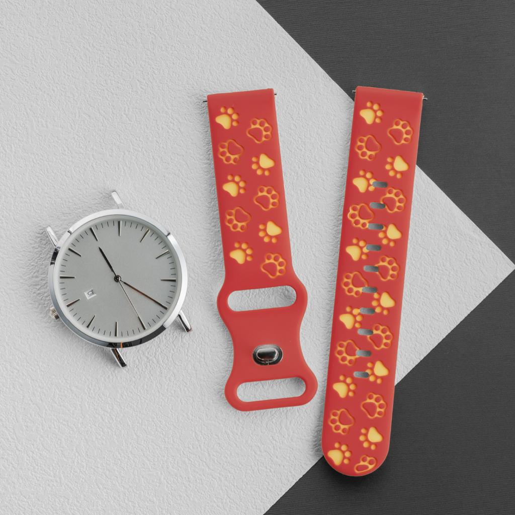 20mm Two-tones Silicone Strap for Samsung Galaxy 7/6/5/4 5pro 4/6classic Soft Sports Band for Huawei GT3/2 42MM Cat Paw Pattern