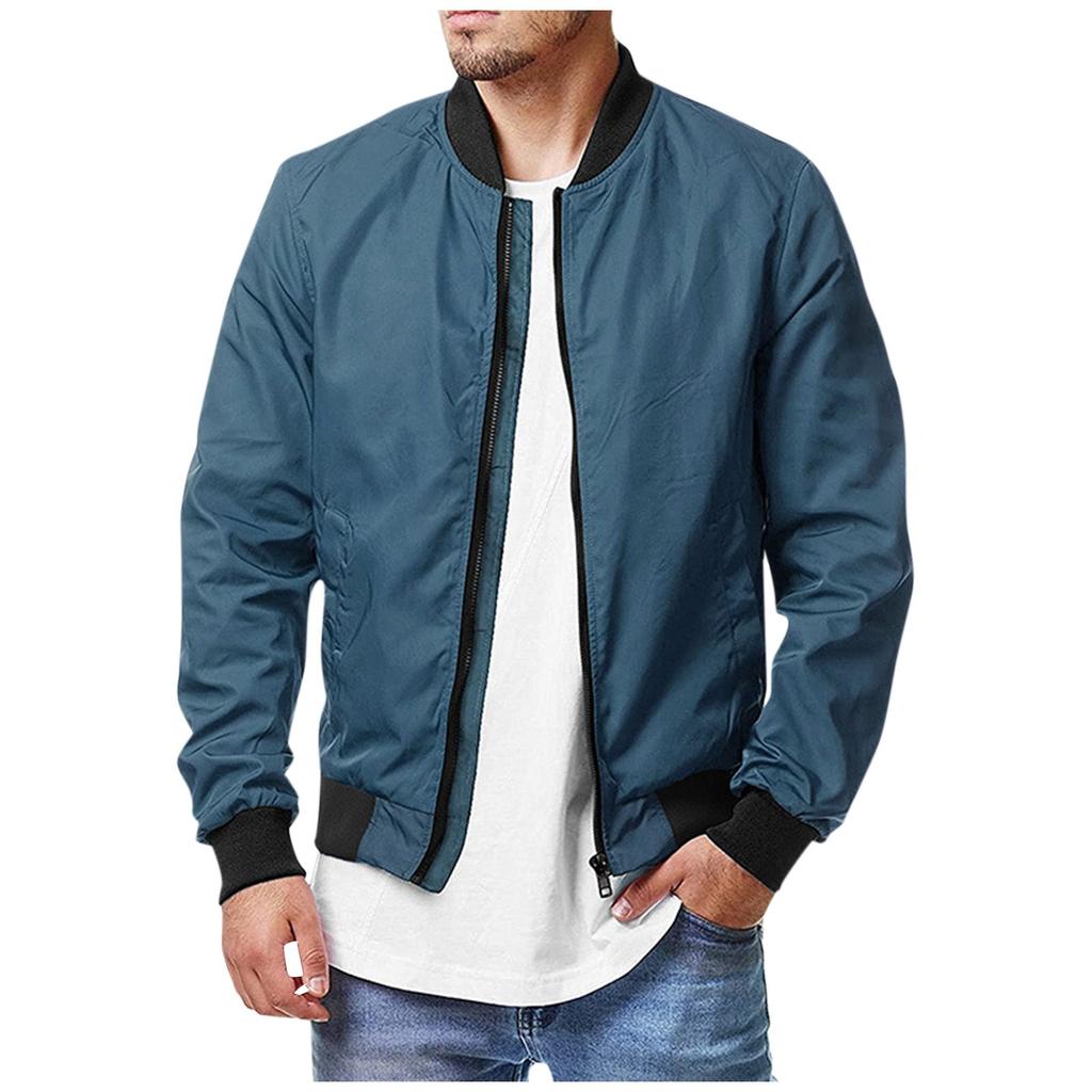 Pánská bunda na zip, ležérní retro bunda Cardigan s dlouhým rukávem