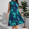 Plus Size Floral Pleated Sleeveless Midi Dress for Spring/Summer