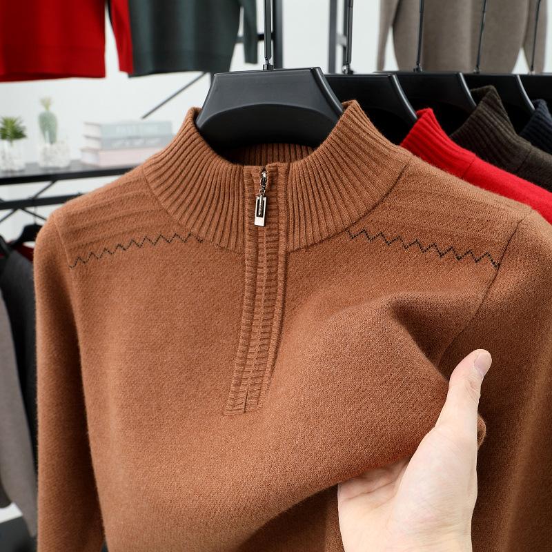 

Men s Warm Zipper Knitted Sweater - Cozy Autumn/Winter Layer for Middle-Aged Dads 2XL (150-165 suggested)