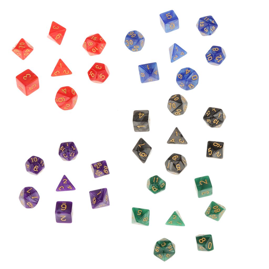6 Colors Lot Of 7pcs Acrylic Dices Card Board Game Props Multi Sided Set