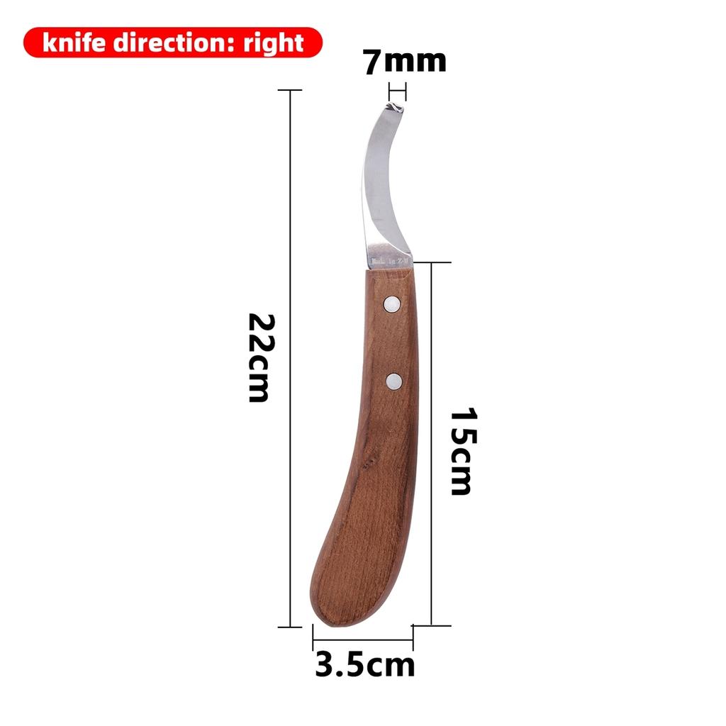 1Pc Horse Hoof Knife With Wooden Handle Stainless Steel Cutter Multi-functional Right/Left Hand Cattle Donkey Foot Pruning Tools