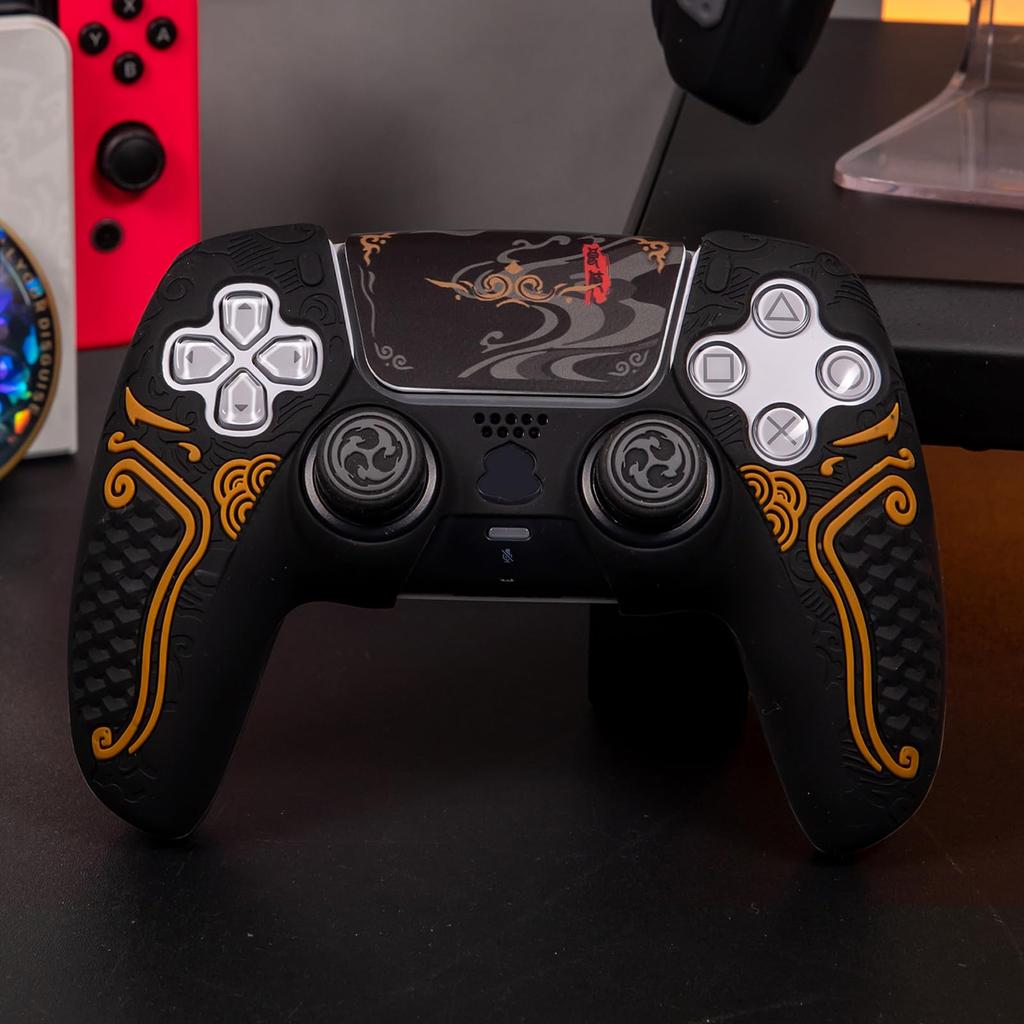 PMW PS5 Controller Silicone Protector Cover Compatible with PS5 DualSense Controller Includes Analog Stick Silicone Covers Touchpad Stickers