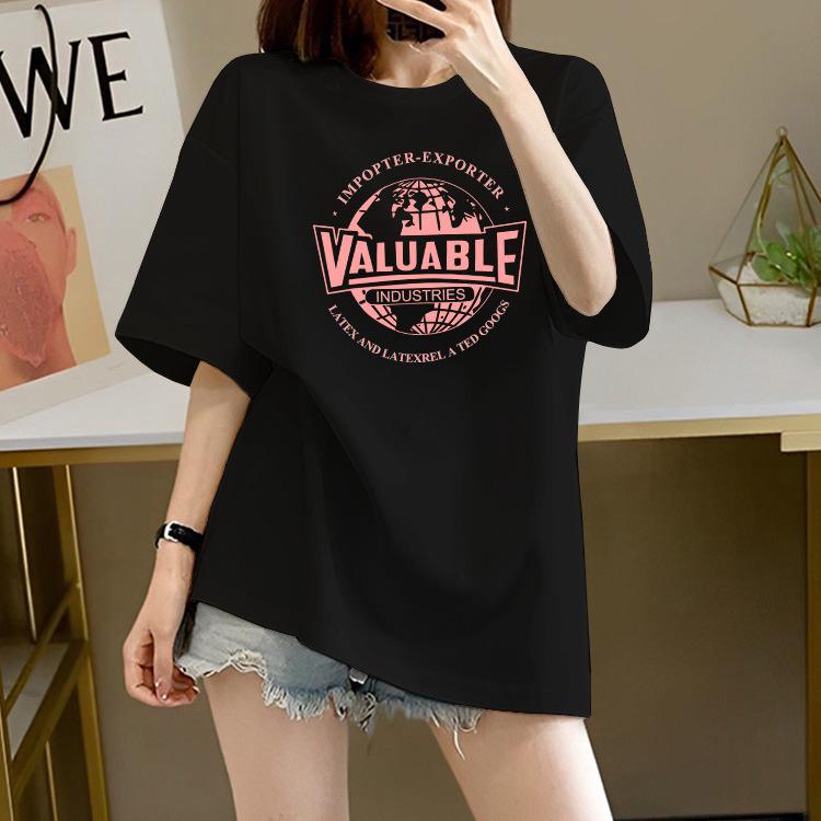 Women's 2024 European Oversized Short-Sleeve Round Neck T-Shirt - Trendy Summer Student Style