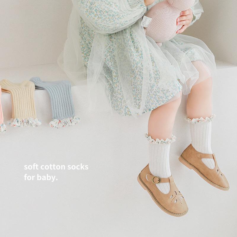 Spring Summer 1-8Y Lace Princess Socks Combed Cotton Baby Kids Socks