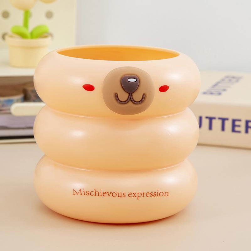 Cute Cartoon Capybara Pencil Container Office Desk Pen Container Desktop Organizer Stationery Organizer Creative Pencil Bucket