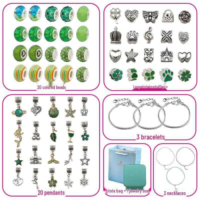 66-Piece Children's DIY Crystal Bracelet Kit – Educational Beaded Jewelry Set for Creative Holiday Gifts