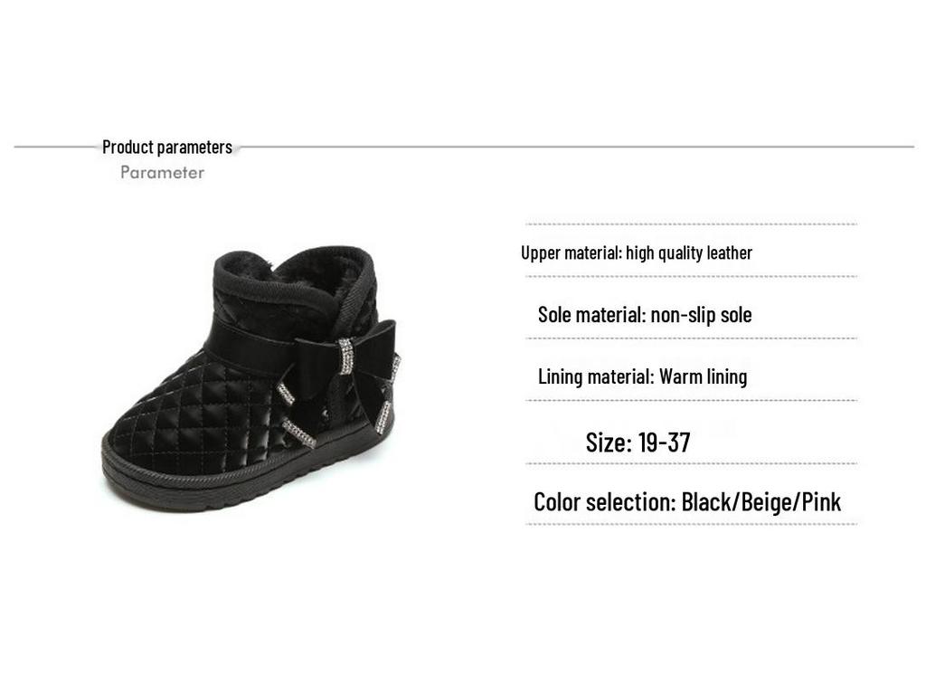 Bottes d'hiver imperméables pour filles doublées en polaire - Antidérapantes, chaudes chaussures de neige pour enfants