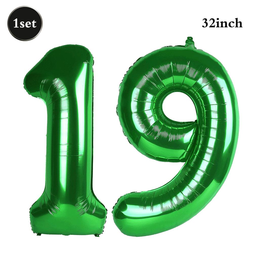 32 Inch Green Number Foil Balloons 0-9 Jungle Safari Theme Soccer Party Decor Kid Boy 1st Birthday Dinosaur Baby Shower Supplies