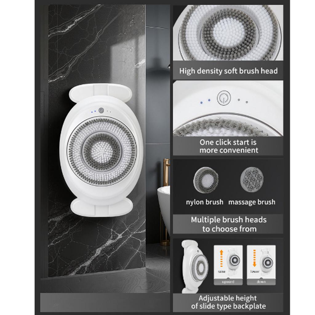 Electric Body Brush Automatic Movable Wall Mounted Electric Body Scrubber for Shower