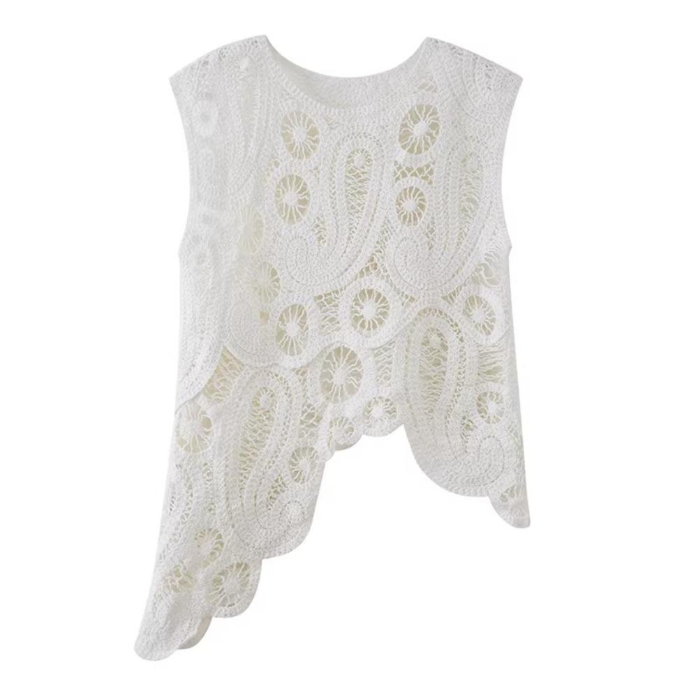 DIMANAF 2026 New Summer Women Vest T-Shirt Sleeveless Basic Fashion Tops Lace Tees Casual Loose Green Tees 255