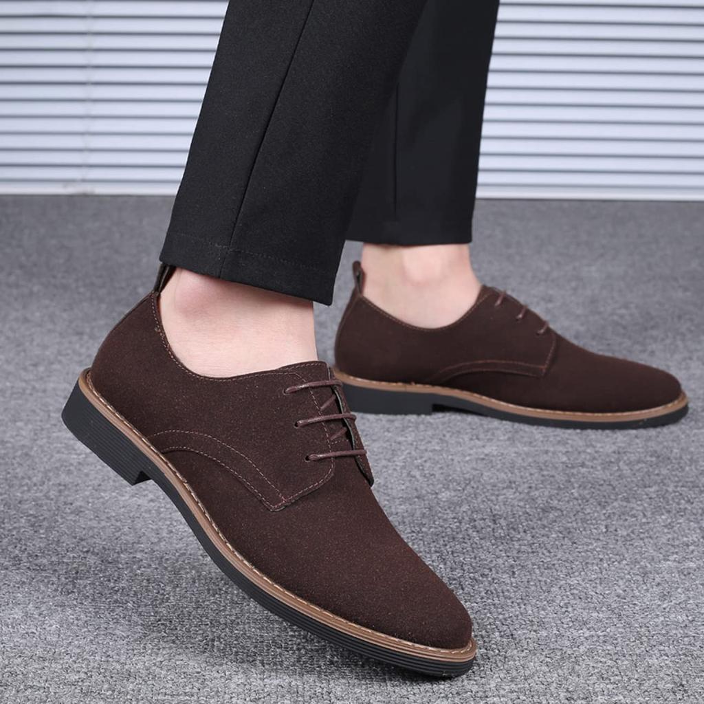 Dress Oxford Shoes Classic Lace Up Casual Suede Leather Velvet Low Top Business Long 40 Feet Length [Asifn] Men's Shoes, Brown, 25.0cm"