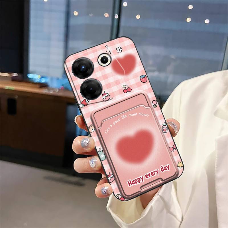 TPU Card Slot Phone Case For Tecno Camon20 Pro 5G/CK8n Fashion Design Cute Graffiti Cover Shockproof Silicone Cartoon