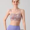 Retro Print Strap Sports Bra Women's Chest Pad Workout Underwear Yoga Clothes Vest Suit Push up Tube Top