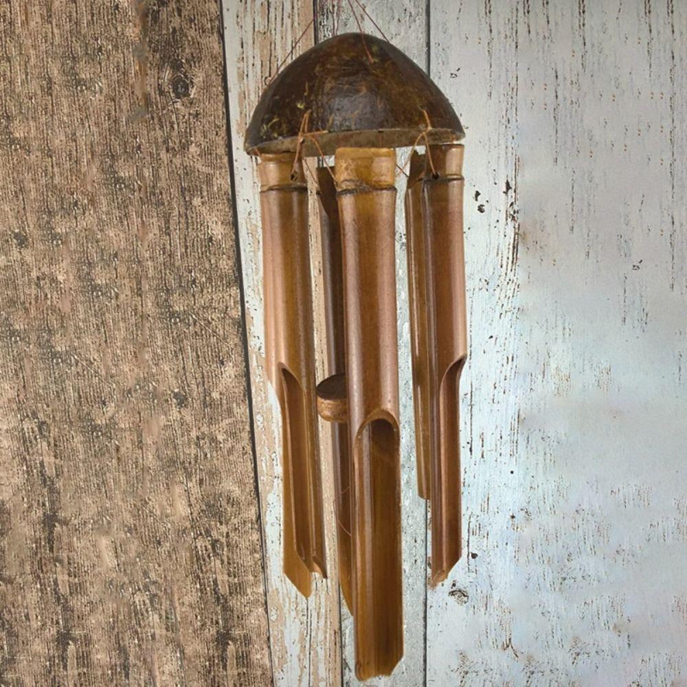 Bamboo Outdoor Decoration Wall Hanging Coconut Head Weather Resistance Handcrafted Gift Bell Tube Door Pendant Wind Chime