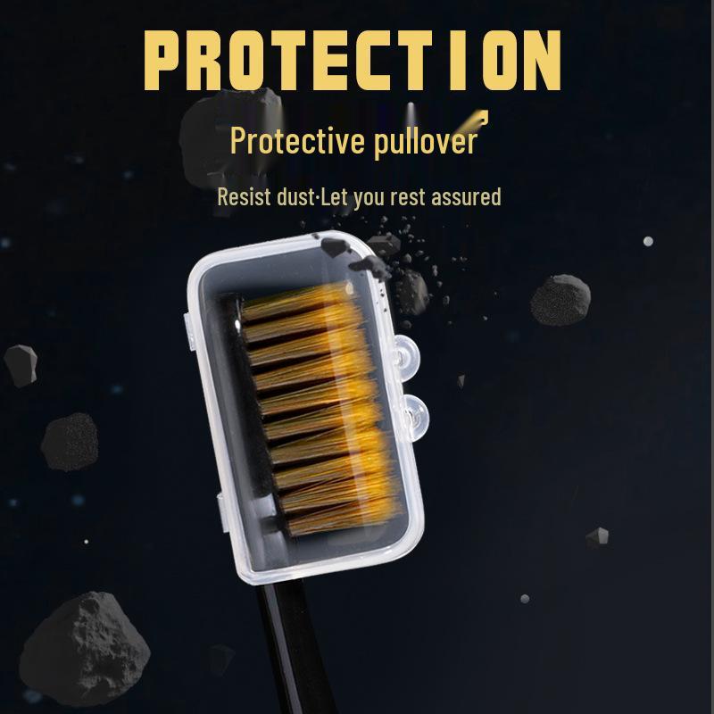 Luksusowy Zestaw Szczoteczek do Zębów z Miękkim Włosiem Hazy Beauty: Czarny Złoty Uchwyt, Szeroka Główka, 6-częściowe Pudełko Prezentowe