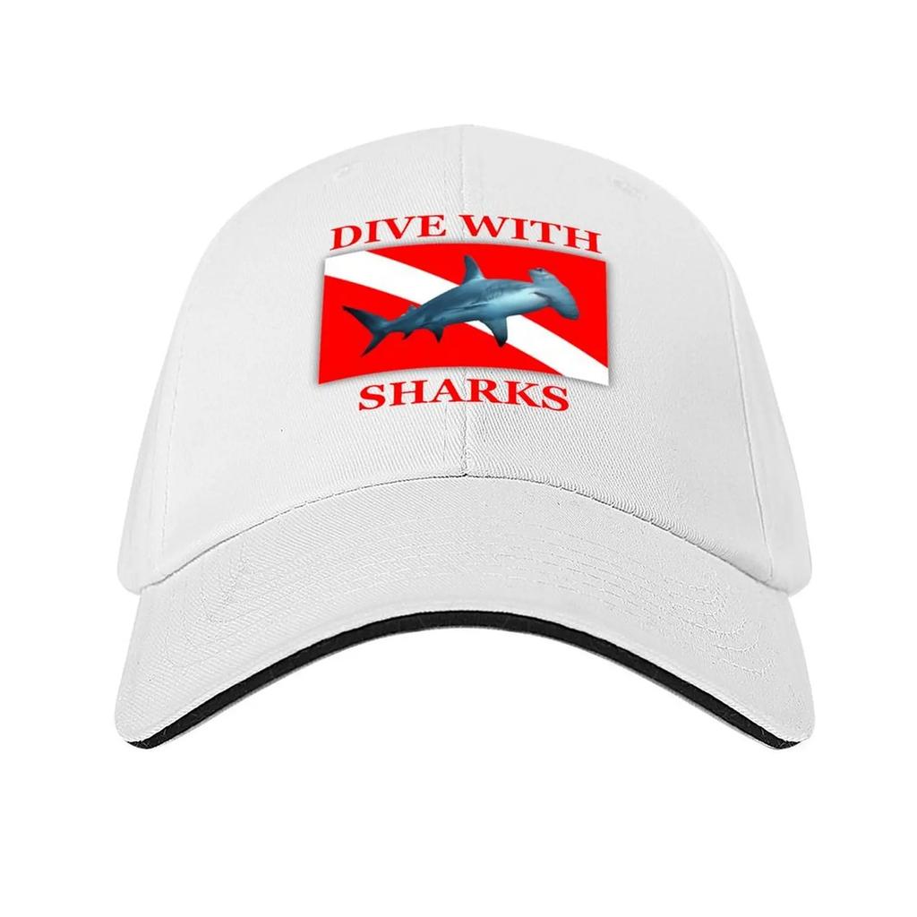 Dive With Sharks  Hammerhead Baseball Cap tactical cap designer cap golf hat genuine Mens Hats Womens