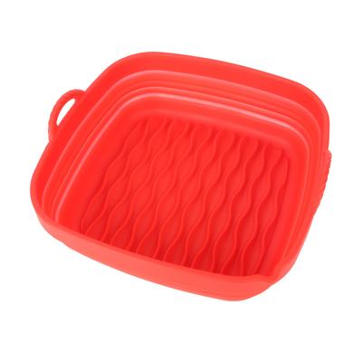 Opakovaně použitelné vložky do fritézy Vlnitý vzor Čtvercový silikonový koš do fritézy pro domácí pečení, kempování, grilování Červený
