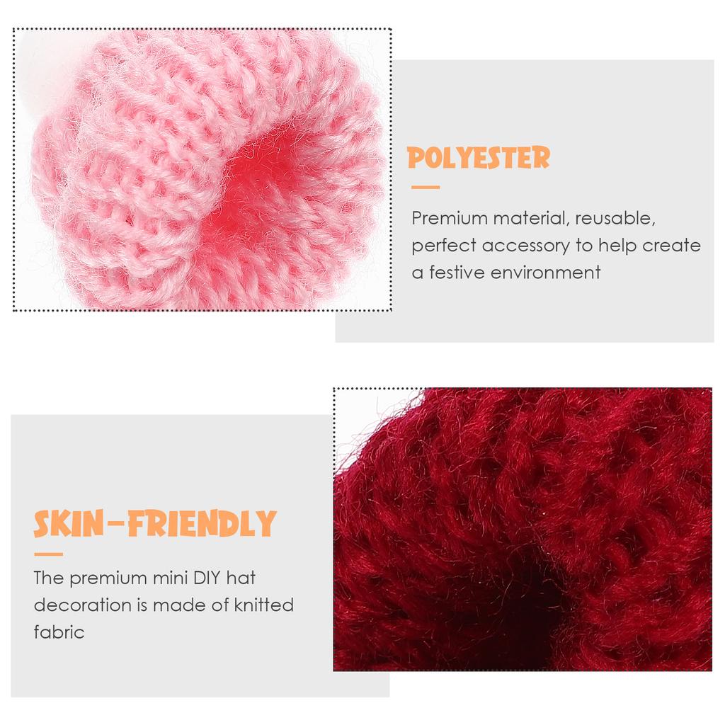 50Pcs Tiny Knitting Christmas Hats Mini Knit Caps DIY Craft Decoration Miniature Xmas Hat Accessories for Holiday Decor