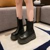 Moda 2025 Nuovi Stivali Scarpe da Donna alla Moda e Versatili Punta Sottile Rotonda Stivali a Sigaretta Scarpe con Plateau Outdoor Versatili