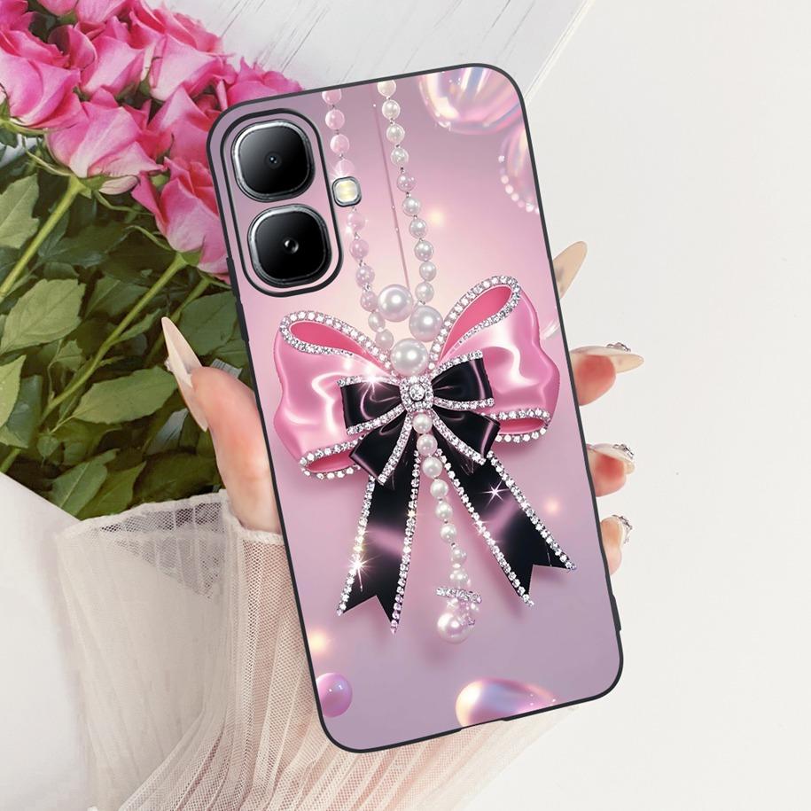 For Infinix Smart 20 4G Case New Fashion Flower Pattern Soft Black Silicone Phone Cover For Infinix Smart 20 Bumper Smart20 Para