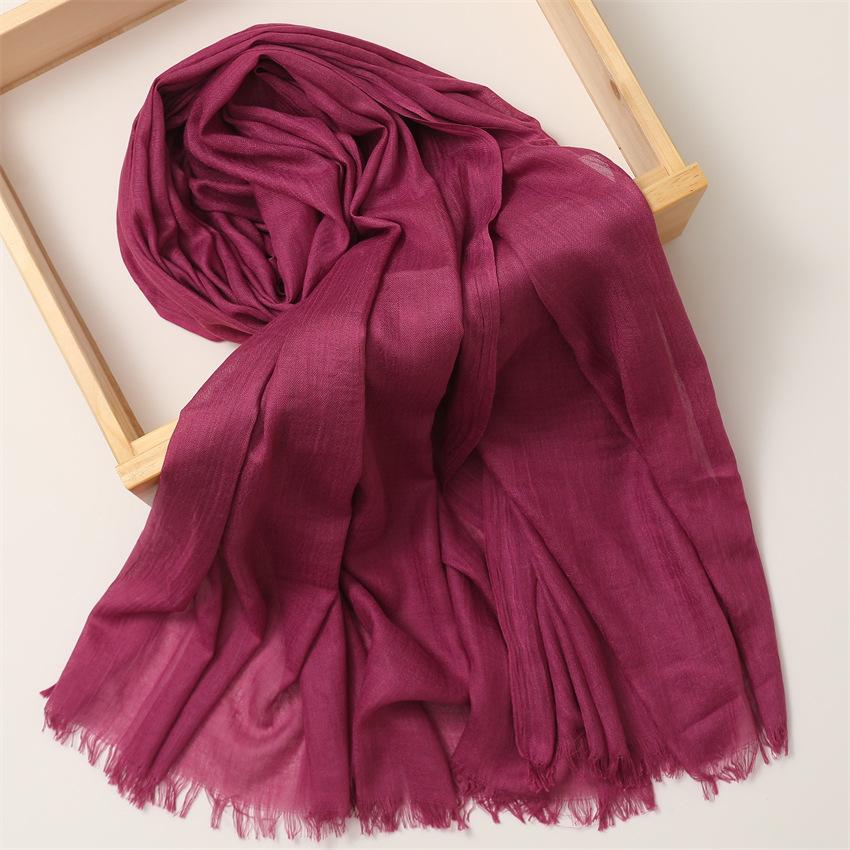 Foreign Trade Silk Scarf Cotton And Linen Headscarf Women'S Spring And Summer Solid Color Japanese And Korean Scarf Sun Protection Warm Shawl Hair