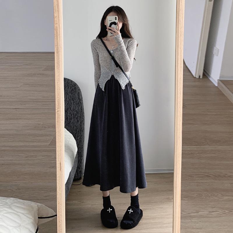 Вельветовая юбка-миди А-силуэта на флисовой подкладке с высокой талией Large