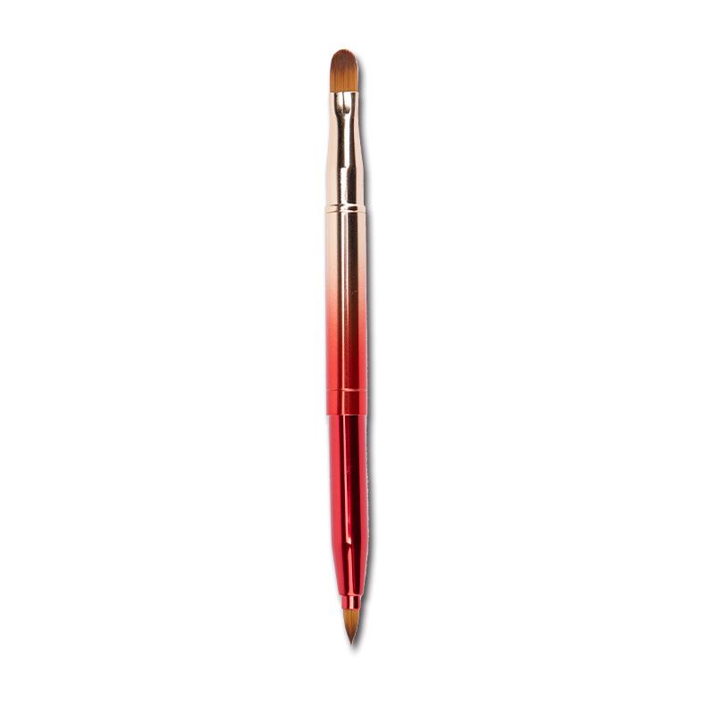 Double-Ended Retractable Lip Brush with Cap - Portable, Colorful Metal Design for Makeup Artists