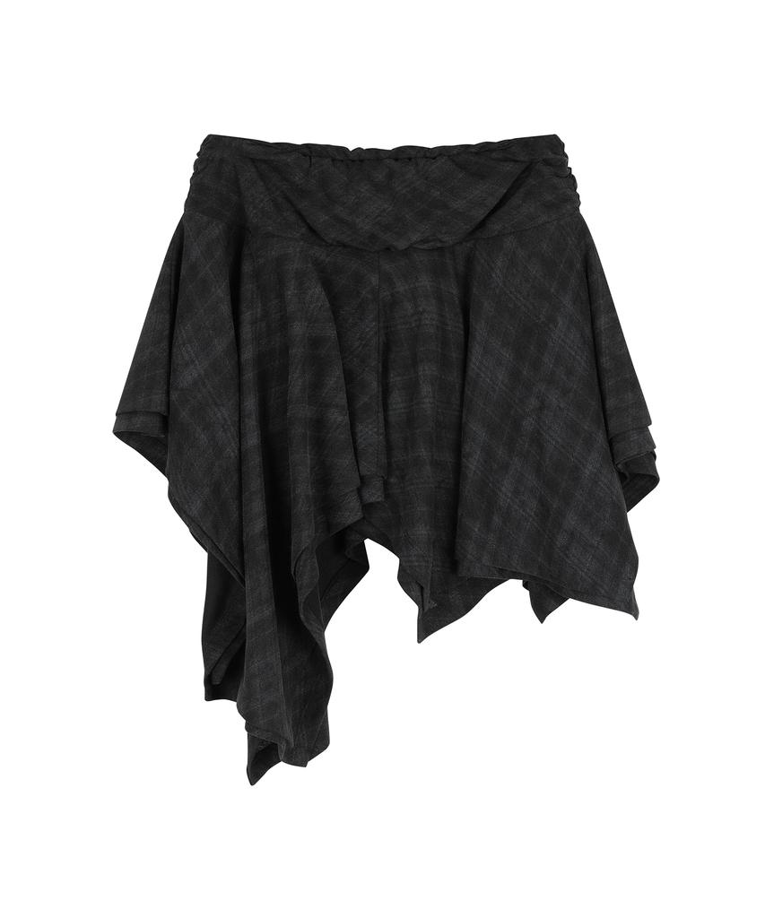 Seul Check Asymmetrical Layered Skirt_Black