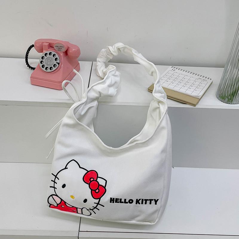 Hello Kitty Melody Kuromi Canvas Shoulder Bag With Stitching Details For Student And Outing