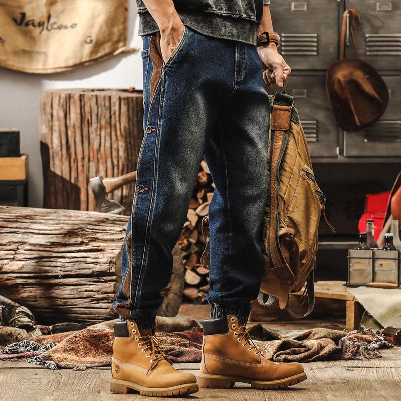 JYL Men s Jeans American  Washed Loose  Spring Cuffed Cargo Denim 2XL амазонка