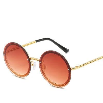 

Chain Round Sunglasses Women Metal Luxury Brand Rimless Sun Glasses Lunettes De Sol Femme Shades Women Sunglass Zonnebril Dames