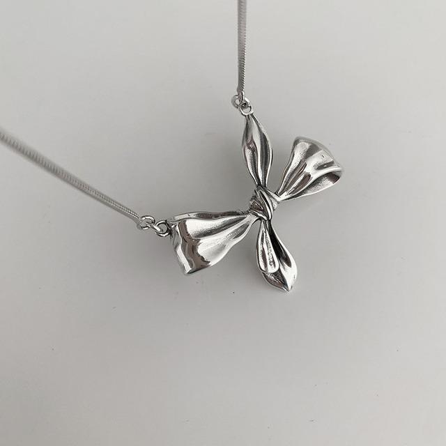 

ANENJERY ожерелье с бантом, женское индивидуальное ожерелье ручной работы на ключице, ожерелье в стиле хип-хоп, вечерние украшения серебряный