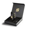 Gold Bracelet 17cm with Gift Genuine Leather Braided Adjustable Magnetic Wrap Male Boys Band Magnetic Accessories [SERASAR] Men's Box, - Cowhide,