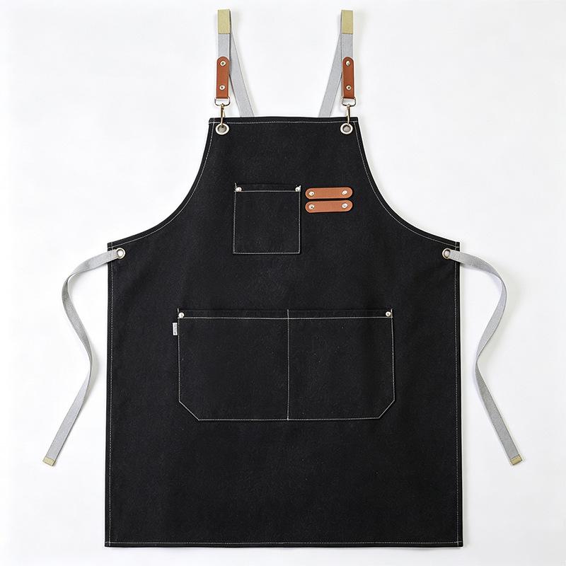 Stylish Cross-Back Waterproof Canvas Apron - Customizable for Coffee Shops, Kitchens, and Gardening