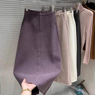 Jupe Midi Laine Coréenne Ligne A Taille Haute Hiver 2025 pour Femmes