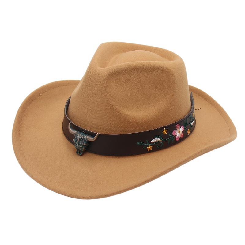 Western Cowboy Hat Dance Performance Jazz Hat Belt Accessories Felt Hat Studio Couple Hat
