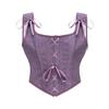 Top Corsetto Stringivita da Donna Corto con Stecche Modellante Vita Allacciatura Senza Maniche Gilet Capo Esterno